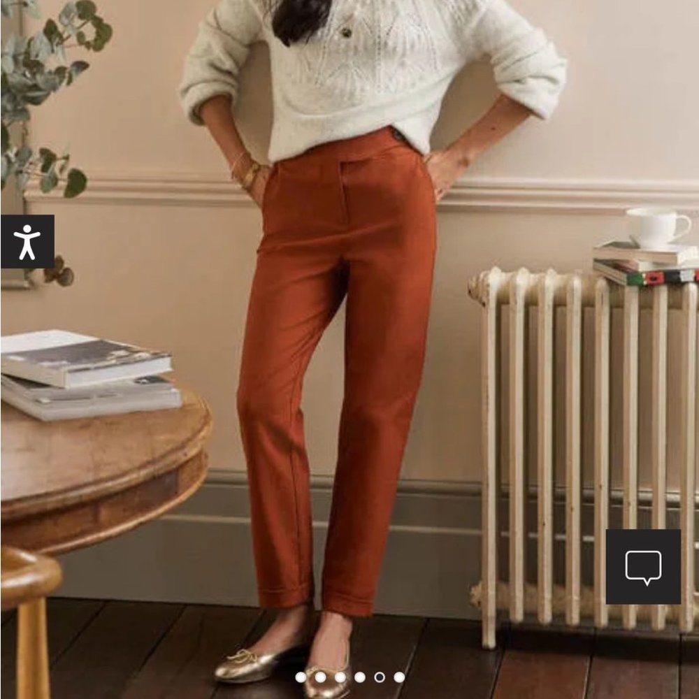 Boden Tab Detail Pants tapered brown orange high rise casual dress pants 8